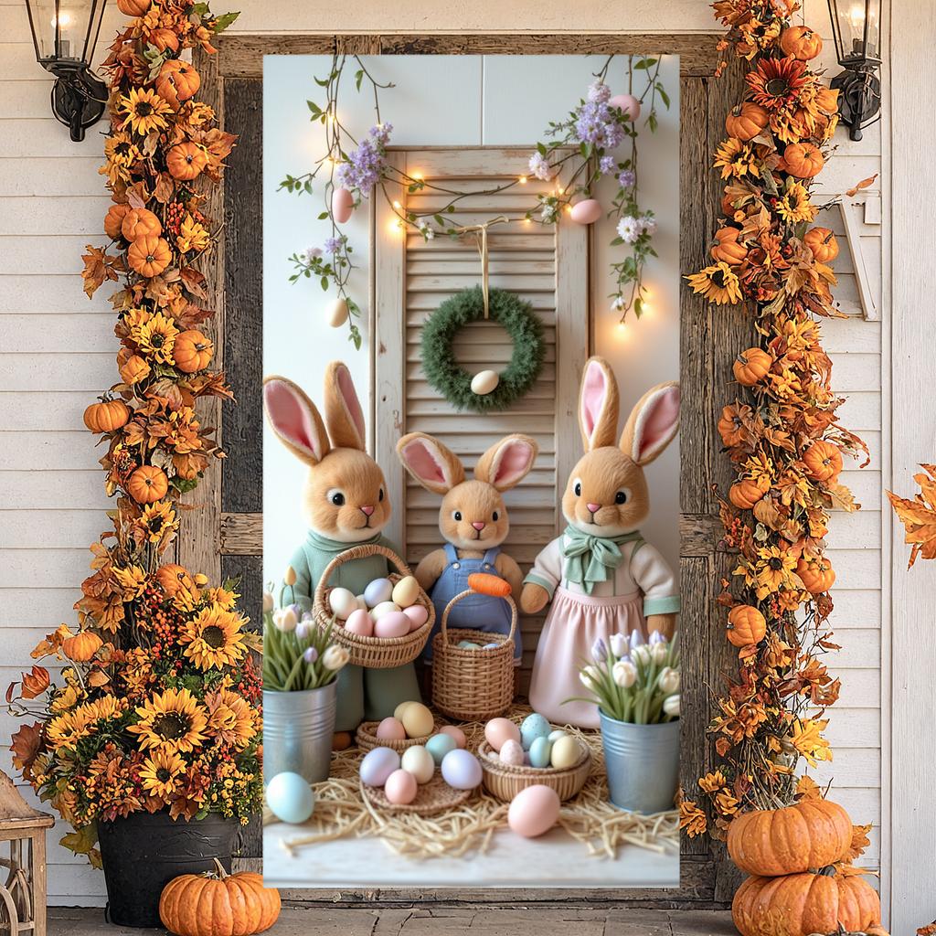 Bunny Celebration Display Pink Polka Dots Rabbit Background Easter Display Cartoon Easter Decor Banner For Holiday Gift Holiday