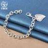 925 Sterling Silver Double Heart Pendant Bracelet Jewelry
