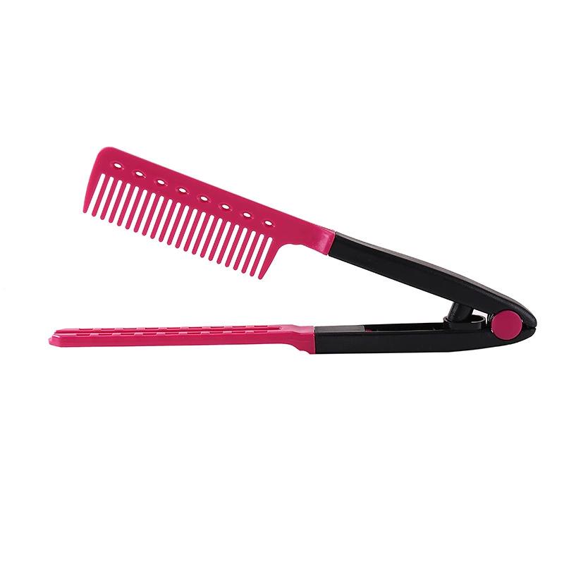 

1 шт./2 шт. V-образная расческа для прямых волос, пластиковая расческа для распутывания волос, складная DIY выпрямитель для волос, салонные инструменты для укладки волос розовый