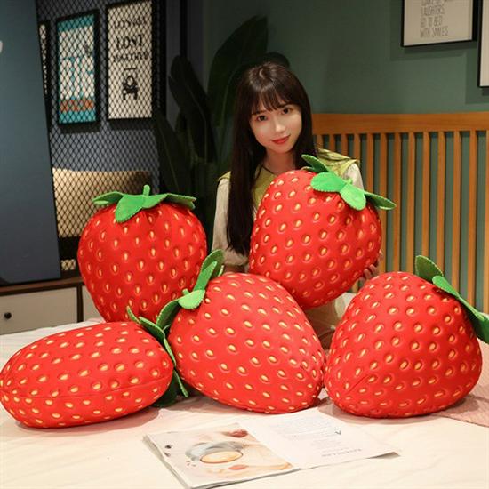 Cuscino a Forma di Fragola Peluche da Abbracciare: Carina Bambola Frutta per Letto e Divano, Regalo di Compleanno