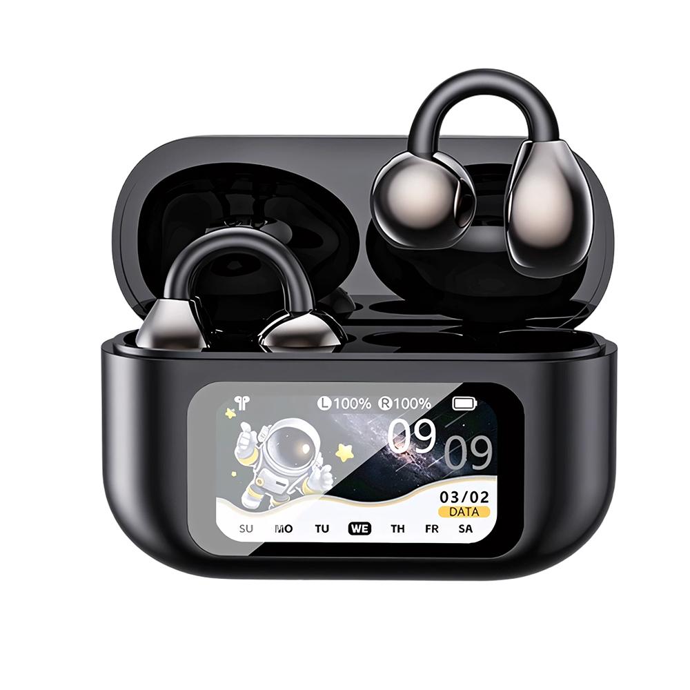 XG42 KI-Übersetzung Bluetooth 6.0 Clip-On Ohrhörer, 150+ Sprachen, HD-Display, 8h Akkulaufzeit, Kabellose Ohrhörer für Reisen/Büro/Sport