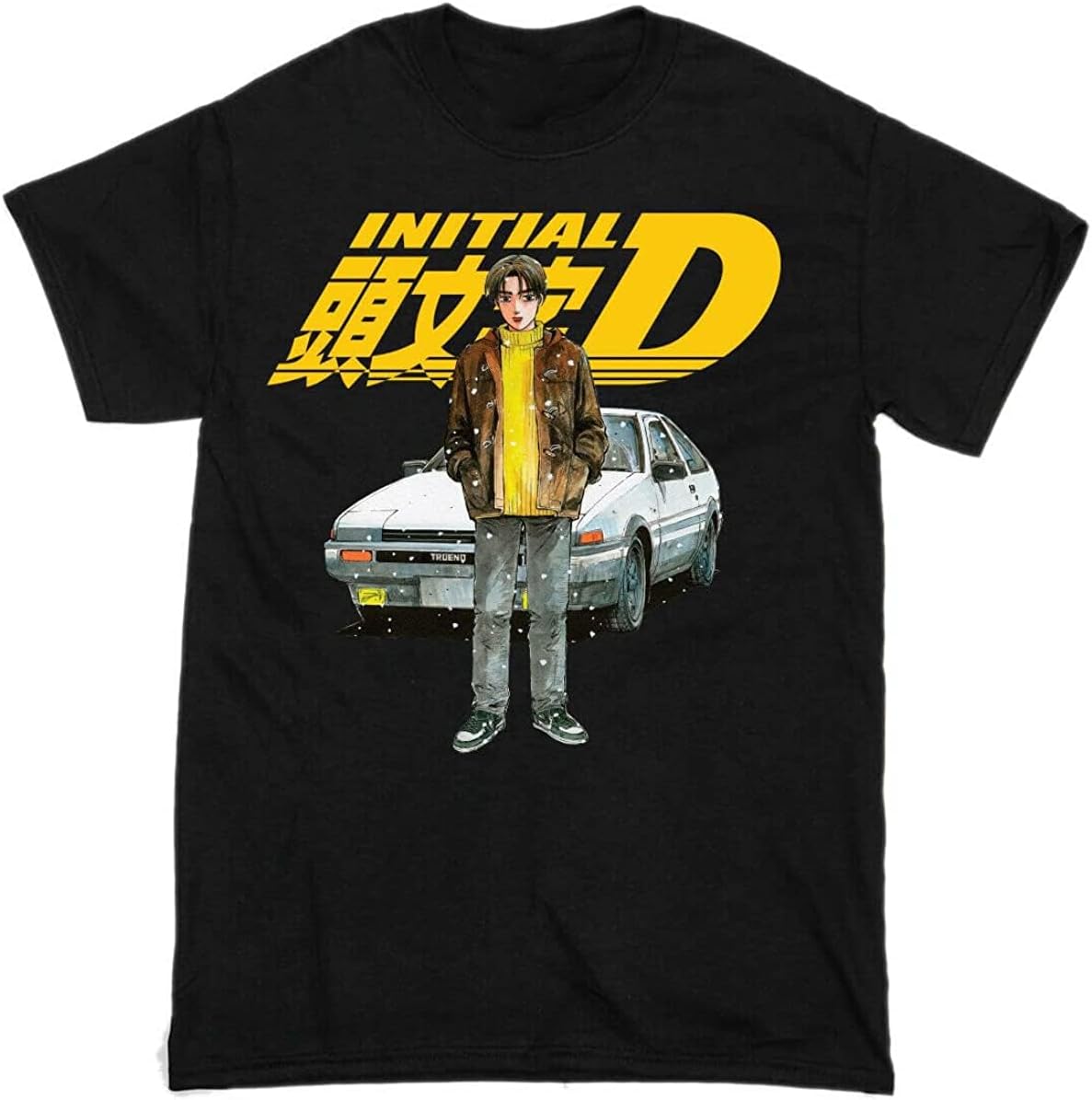Initial D Trueno AE86 JDM Drift Racing Shirt t-Shirt Tshirt Short Sleeve Black M чёрный