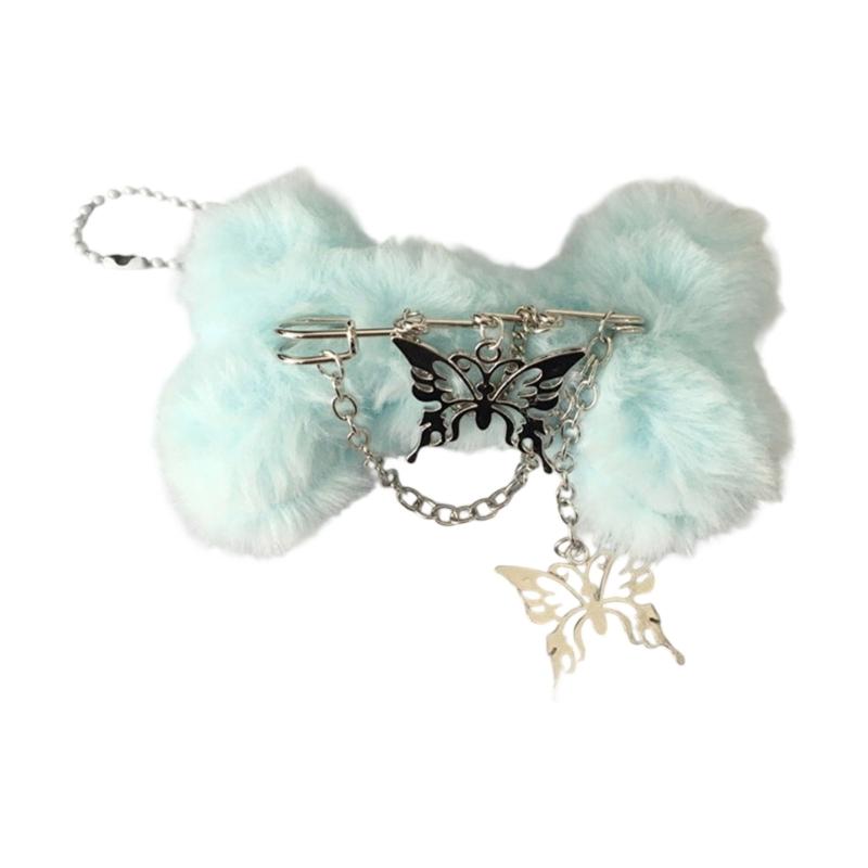 

Plush Bone Butterfly Keyring Cute Plush Accessory User Friendly Material Compact Size Ideal For Backpack Keys Charm