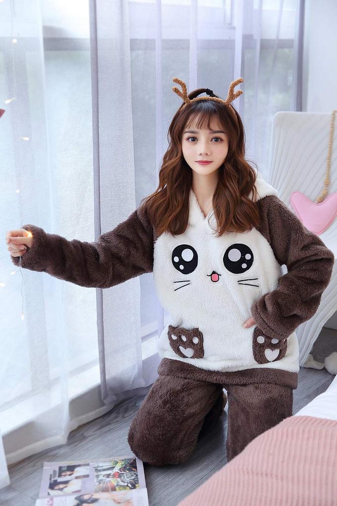 ASHERANGEL Long Sleeve Fluffy and with Pockets and Includes Top and Cute Perfect for Fall and Size 2XL Women's Pajamas, Loungewear, Warm, Hoodie,