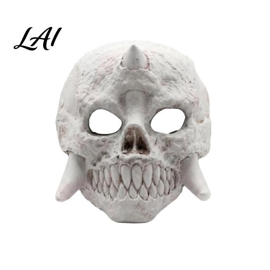 Realistic Bone Texture Mask Halloween Skeleton Mask Horror Fanged Skull Distressed Vintage Style Full Face Cosplay for Costume Party Props