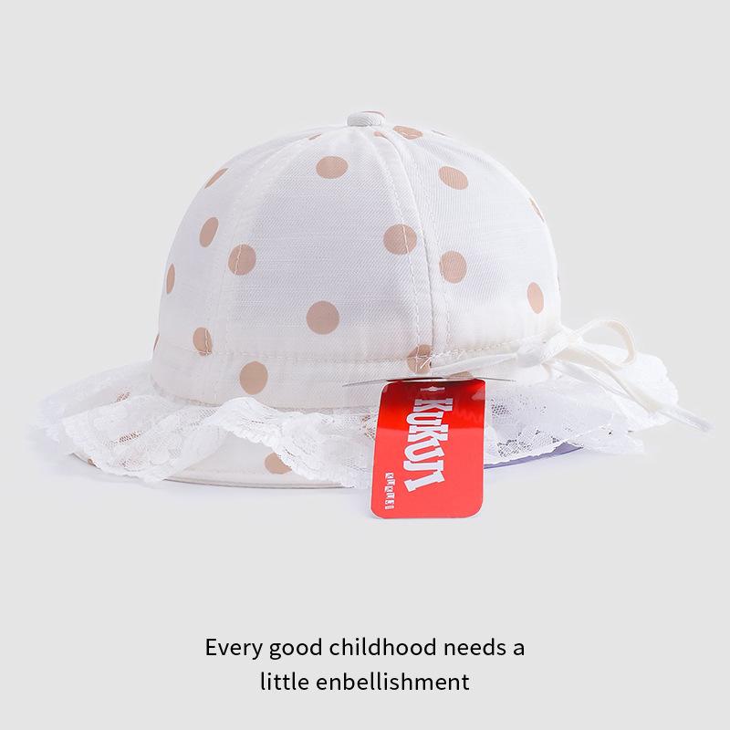 Baby Fisherman Hat Spring and Autumn Dots Fashionable Adjustable Sun Hat Lace Lace Baby Sun Protection Hat