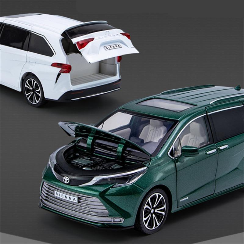 1/24 TOYOTA Sienna MPV Alloy Car Model Diecast Metal Vehicles Car Model High Simulation Sound and Light Collection Kids Toy Gift