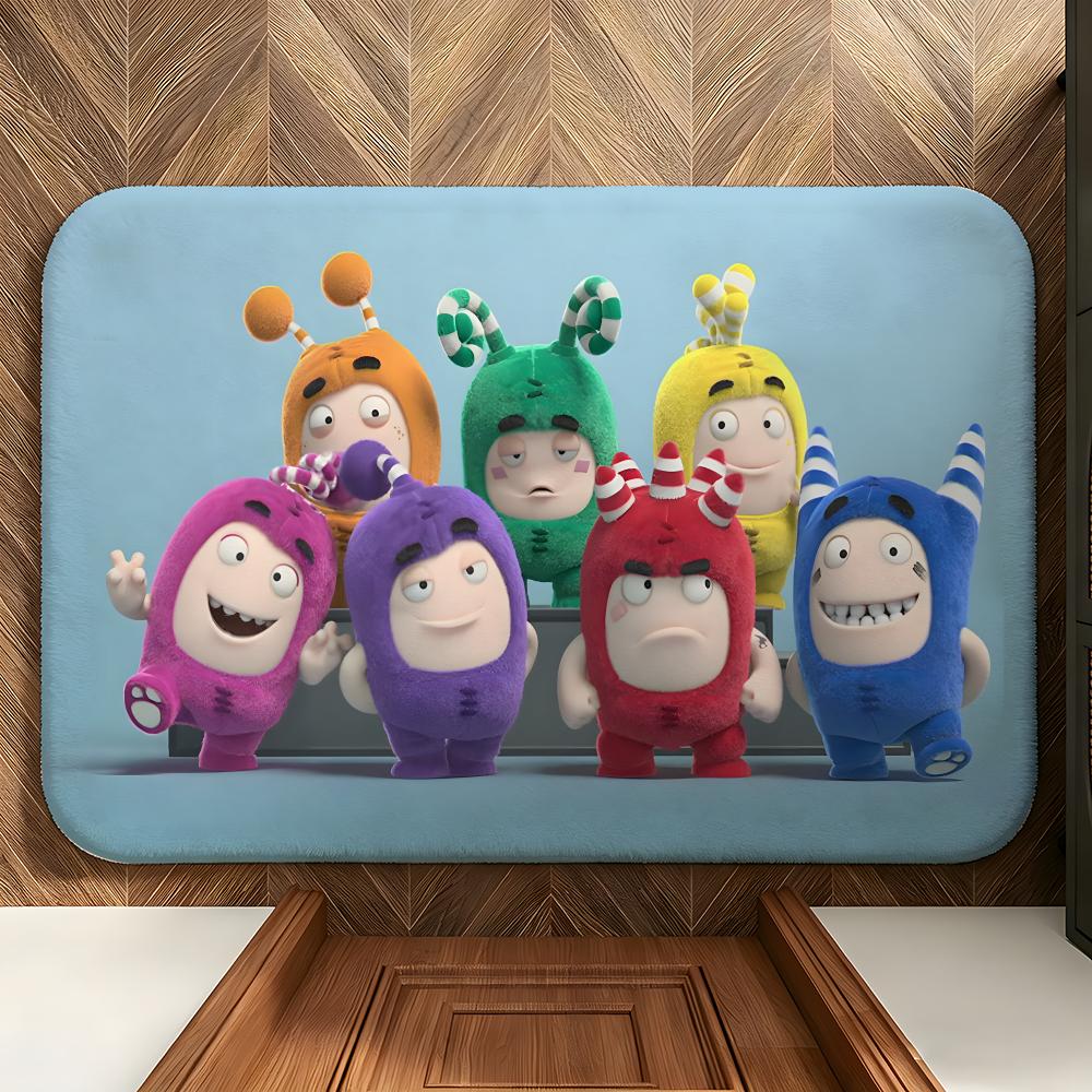 Tappetino per Pavimento O-Oddbods Cartone Animato Tappetino Morbido in Flanella per Porta d'Ingresso Antiscivolo Assorbente Tappeto per Pavimento per Bagno Camera da Letto