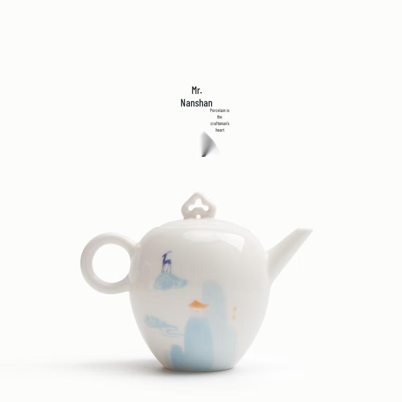 Nanshan Mr. Ceramic Teapot, Nine-Colored Deer Design
