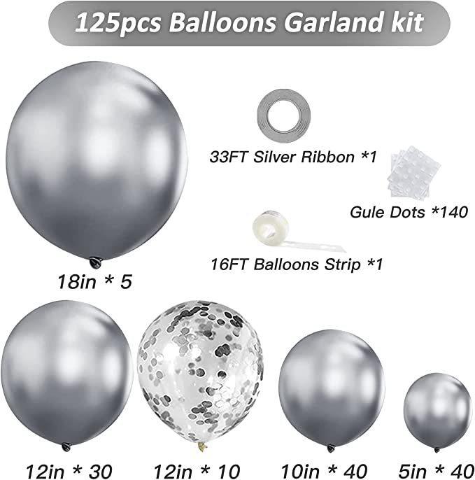 5 Inch 10 Inch 12 Inch 18 Inch Irregular Balloon Chain Set 125 Pieces Birthday Party Decoration Balloon Set Arrangement