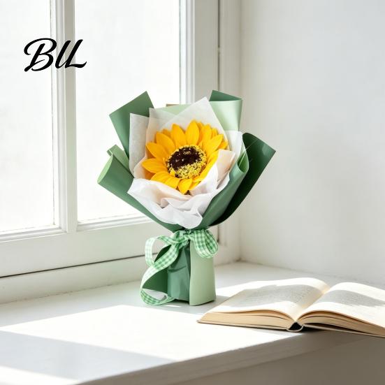 Decorative Faux Flowers Mini Fake Sunflower Bouquet Handcrafted Artificial Soap Carnation Rose Floral Decoration Handmade Valentine's Day Anniversary