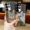 Funny Cats Fashion Style Plating Phone Case For Samsung Galaxy S24 S25 FE S26 Edge S23 Ultra S22 S21 Plus S20 Anti-Fall Airabag
