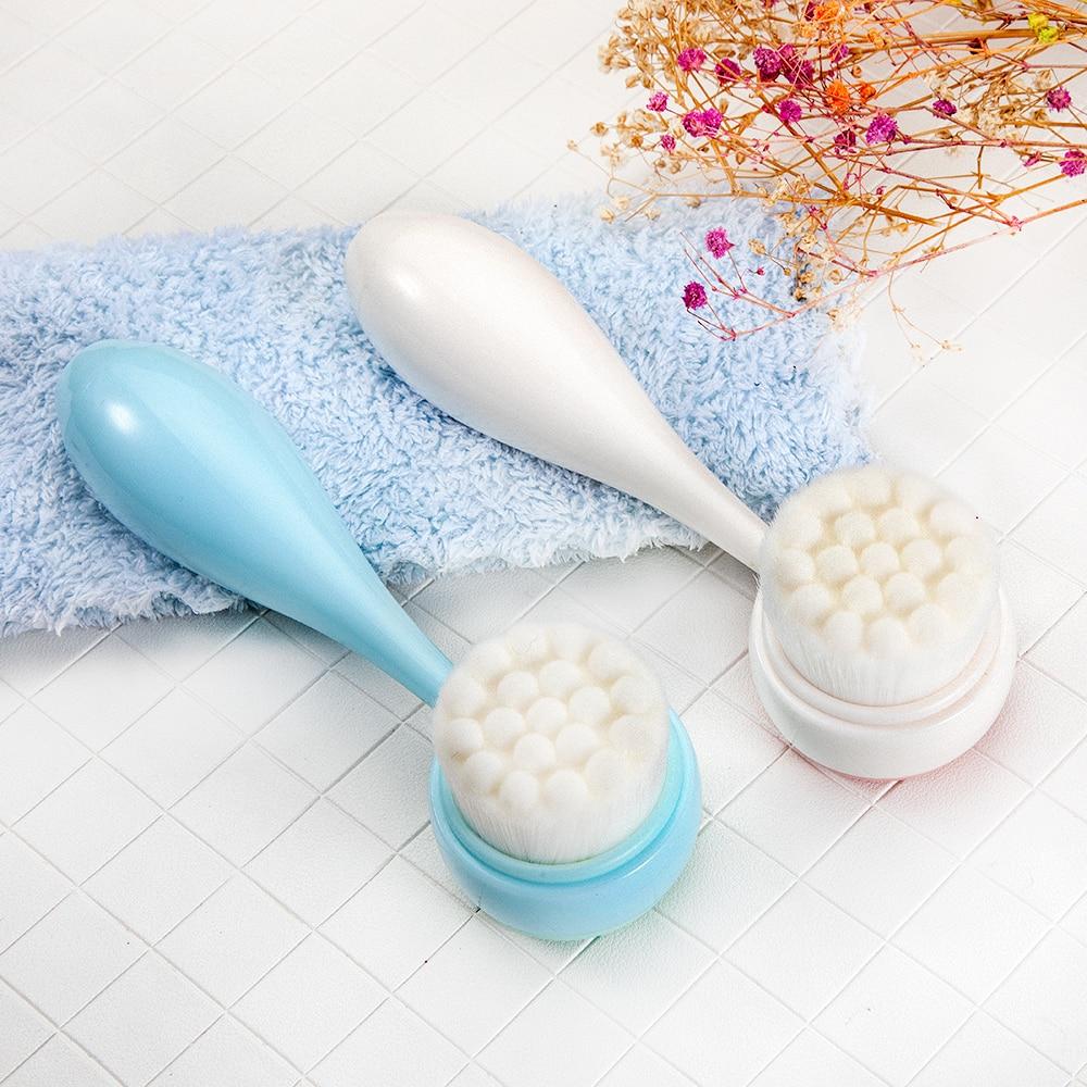 Silicone Facial Cleanser Brush Double Side Portable Face Cleaning Bowling Massage Face Washing Product Skin Care Tool