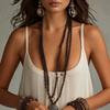 New lazy and relaxed bohemian vacation solid color suspender U-neck women's dress