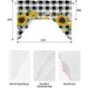 Swag Curtain Valances for Kitchen Windows, Summer Sunflower Black and White Buffalo Plaid Rod Pocket Small Windows Treatment Curtain Panel for Cafe