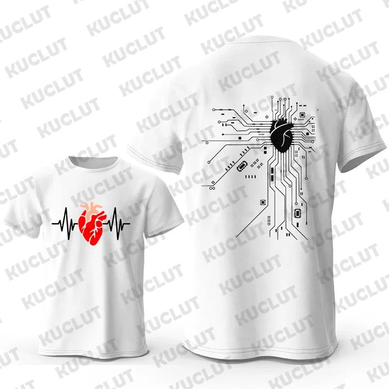 Camiseta Gráfica de Circuito de Processador CPU Masculina Verão Camiseta Placa de Circuito ECG Tops Masculinos Camisetas Fashion Frente e Verso Homme Roupas Unisex