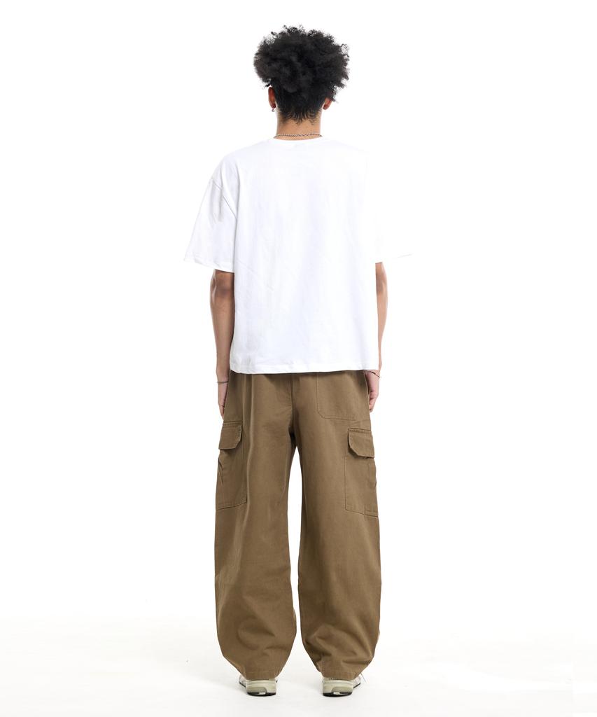 CREAM SODA LAB Diagonal Cut Field Parachute Cargo Pants Beige