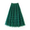 Women's Elastic Waist A‑Line Maxi Tulle Skirt Fresh Sweet Tiered Cake Long Skirt