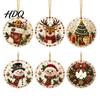 2D Acrylic Santa Ornaments 6 Pcs Christmas Pearl Art Ornaments Flat Holiday Tree Pendant Creative Effect Hanging Decoration for Home Wall