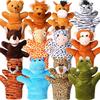 Hungdao 12 Pieces Hand Puppet Zoo Animal Plush Puppets Cute Animal Plush Pretend Educational Toys with Tiger Lion Bear Leopard Design for Telling