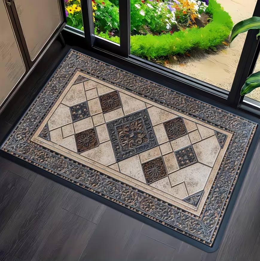 

Vintage Tile Pattern Area Rug Non Slip Washable Floor Carpet for Living Room Bedroom Bathroom Home Decoration 40cm x 60cm