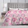Rosa Erdbeer-Decke Camping Flanell-Kuscheldecke Für Schlafzimmer Super Warm Benutzerdefinierte Qualität Tagesdecke Geburtstagsgeschenk
