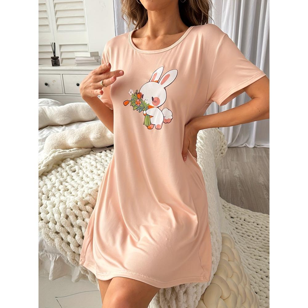 Fashion Casual Women Nightdress Short Sleeve Dresses Loose Fit Nightwear Home Clothes Nightie Loungewear Dresses