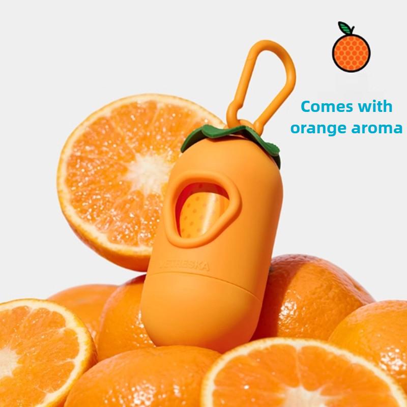 Orange Capsule Toilet Outdoor Thick Cleaning Portable Feces Bag Cute Pet with Fragrance Cleaning Supplies Hanging Buckle Pet Supplies Garbage Bag