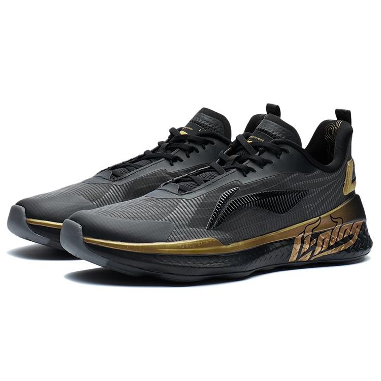 Li-Ning Li Ning Cushioning Slip Resistant Abrasion Resistant Low top Training Shoes Black Gold Men's AFVR003-1