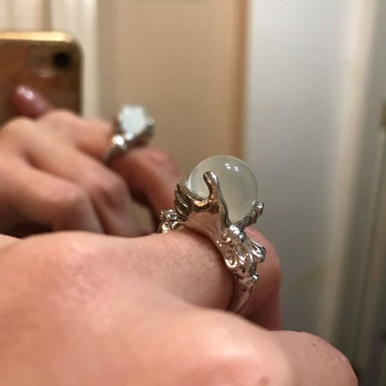 Yousheng Fascia da Dito Stile Occidentale Personalità Geometrica Galvanica Gemme Artificiali Intarsiate Decorare Accessorio Anello Portafortuna da Tenere in Mano Vintage