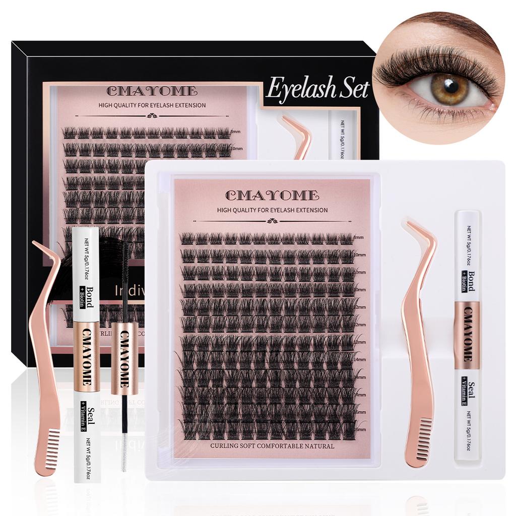 Single Cluster C Curved Multi-Hair False Eyelash Set 8-16Mmdiy Segmented Grafting Thick Eyelashes