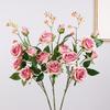 Realistic Simulation Big Rose Handmade Faux Rose Branch Artificial Rose Flower  Wedding Party