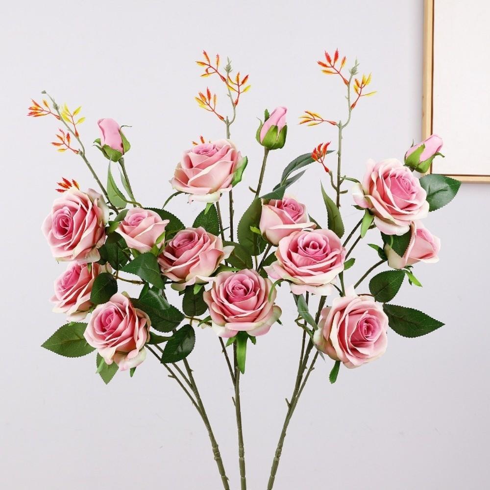 Realistic Simulation Big Rose Handmade Faux Rose Branch Artificial Rose Flower Wedding Party