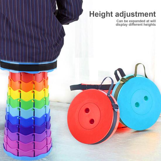 Collapsible Folding Stool Lightweight 440lbs Load Capacity Portable Camping Stool Retractable Telescoping Stool Foldable Travel Footrest for Fishing