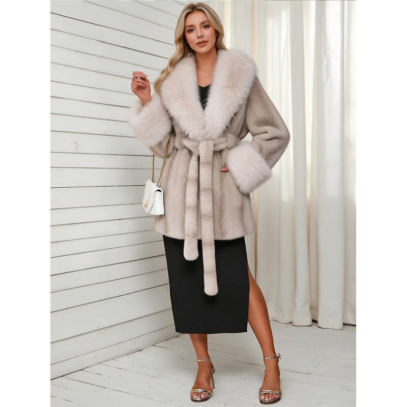 Womens Short Faux Fur Coat Leopard Print Belted Warm Leather Plush Outerwear