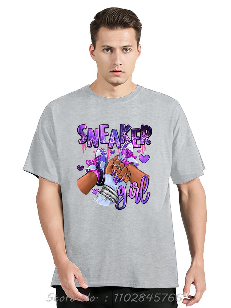 Baumwoll T-Shirt Sneaker Mädchen Grafik Oversized T-Shirt Lässige Unisex Oberteile T-Shirts Rundhals Sommer Hip Hop Streetwear Herrenbekleidung