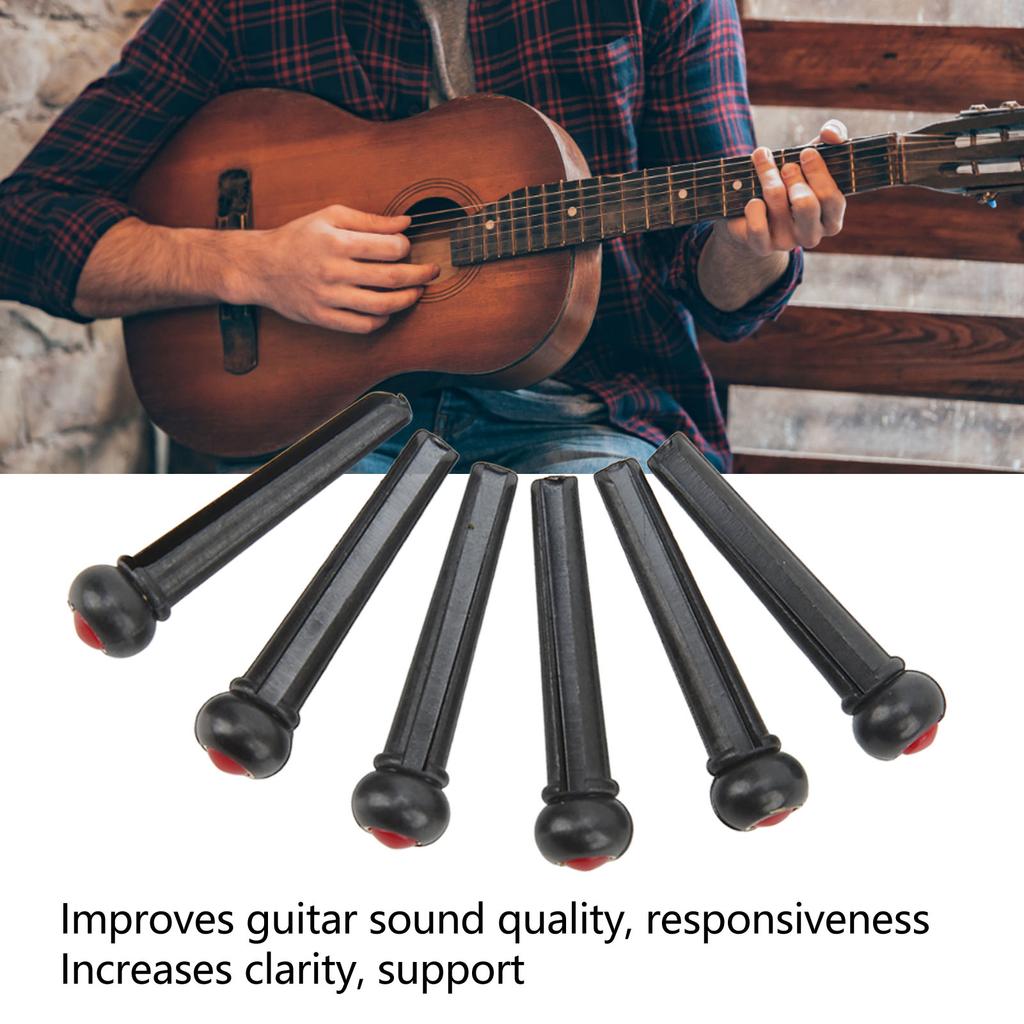 6Pcs Black Guitar Bridge Pin Kit Decorative Robust Clarity Increasing Guitar Bridge Pin Replacement