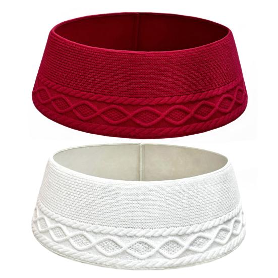 Knitted Christmas Tree Collar Cable Knit Christmas Tree Base Cover for Artificial Trees Rustic Farmhouse Tree Ring for Holiday Home Decor