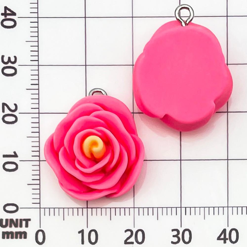 30-Piece Set: Pink Resin Sunflower & Rose Flower Pendants for DIY Jewelry