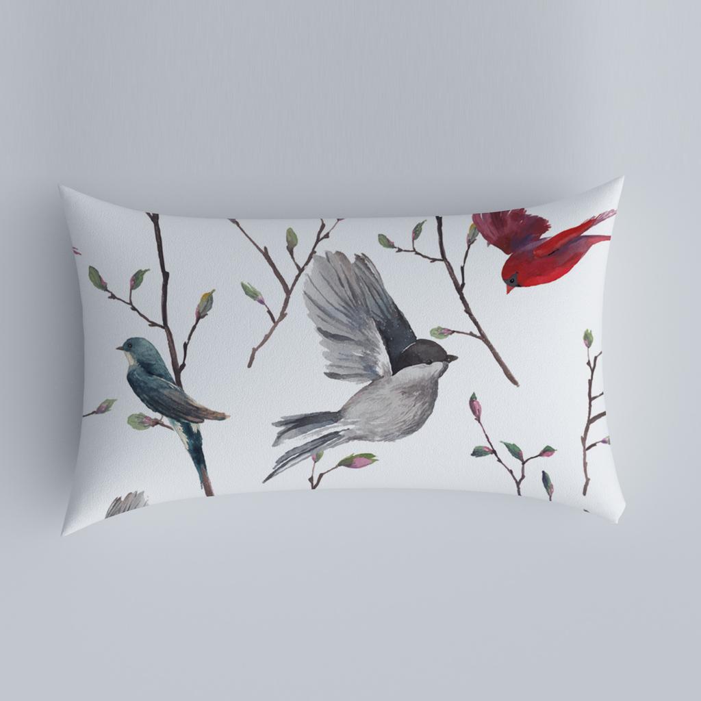 Bedroom Living Room Sofa Home Pillowcase Car Back Pillowcase Chinese Pillowcase Flower and Bird Pattern Cushion Cover