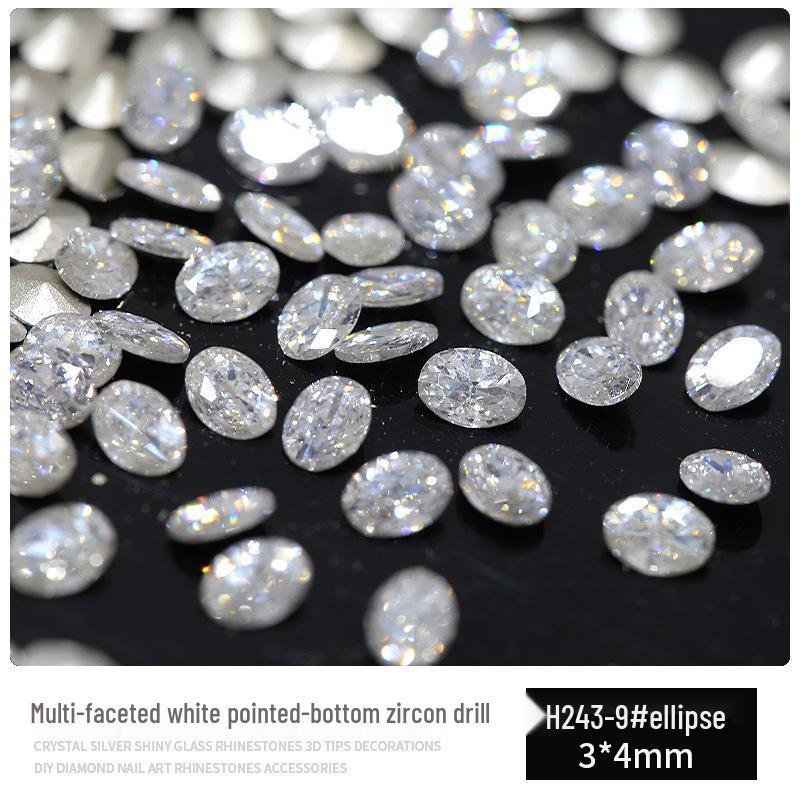 Multifaceted White Zircon Nail Ornaments - Super Shiny Marquise & Square Irregular Decorations
