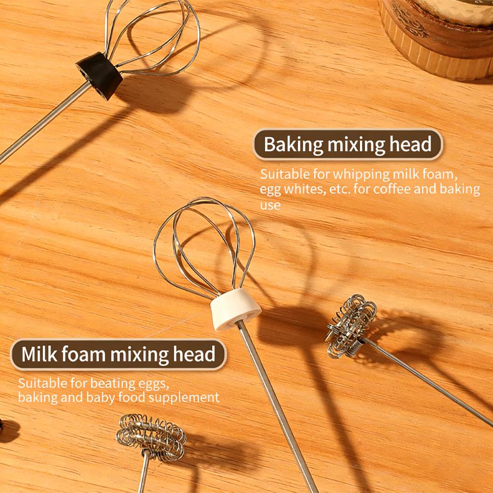 Black Handheld Milk Frother USB Rechargeable Electric Whisk With 3 Heads 3 Speeds Coffee Frother For Latte Cappuccino Egg Beater