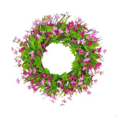 Artificial Flower Wreath Spring Wreath, Decorative, Floral Garland Hanging Ornament for Window,
