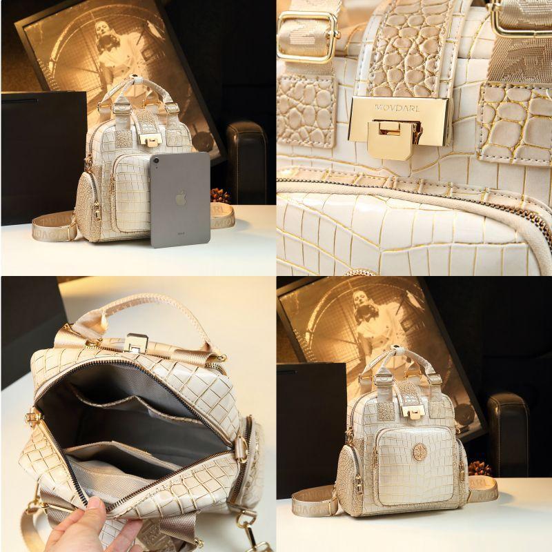 Atmospheric Backpack, Crocodile Pattern Leather Women'S Bag, Trendy Exquisite Single Shoulder Crossbody Handbag Women