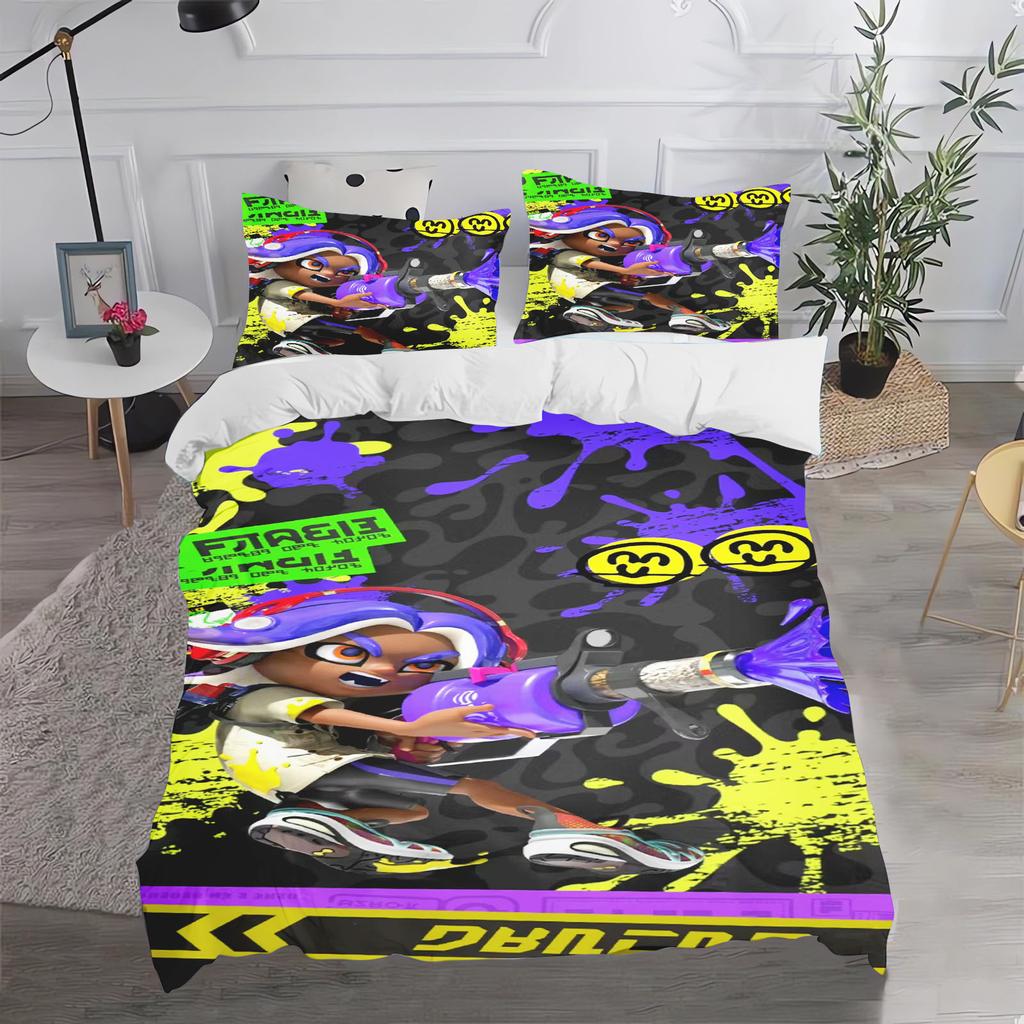 Game, Splatoon, Anime 100% Polyester Bedding Set Duvet Cover Set Printed Cartoon Home Decor
