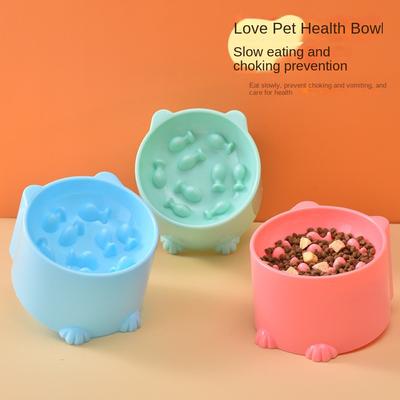 Pet High Foot Anti Choking Bowl Cat Basin Neck Protection Cat Food Bowl Rice Bowl Slow Food Anti Choking Pet Bowl