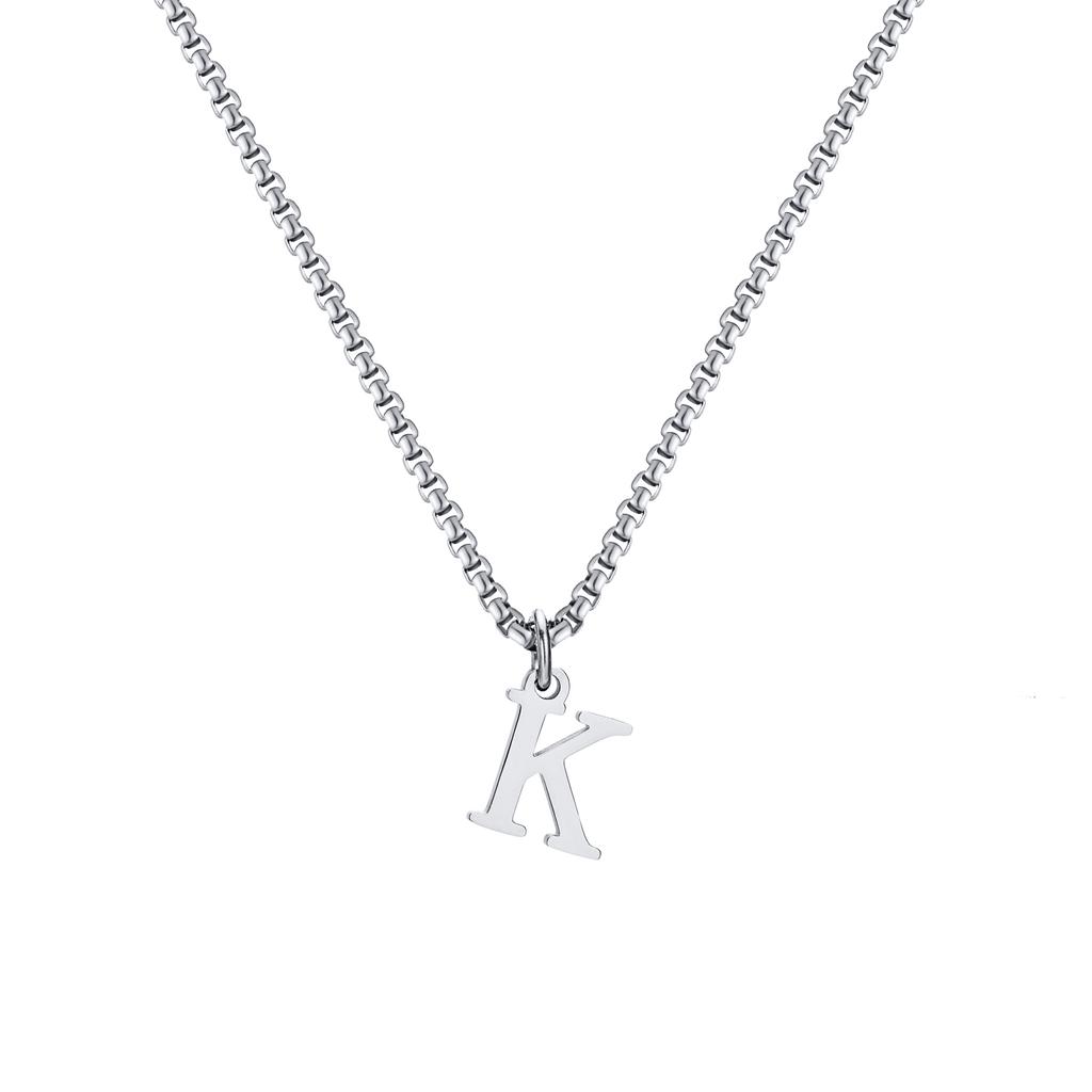 Fashion Letters A-Z Pendant Necklace for Men Women, Stainless Steel English Alphabe Chain Necklace,Fashion Punk Jewelry Men Gift