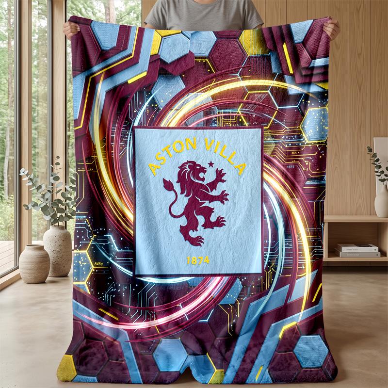 Coperta in Flanella con Stampa Aston Villa, Morbida Calda Leggera Coperta da Divano Letto Campeggio
