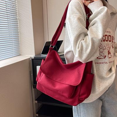 Ins Koreanischer Stil schlichte einfarbige vielseitige japanische Messenger Bag Tasche Schulter Canvas Tasche männliche und weibliche Studenten Klasse Postbote Tasche
