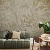 Wallpaper - Botanical Motif With Leaves And Creepers In Sand Colors / Sandy Leaves And Creepers